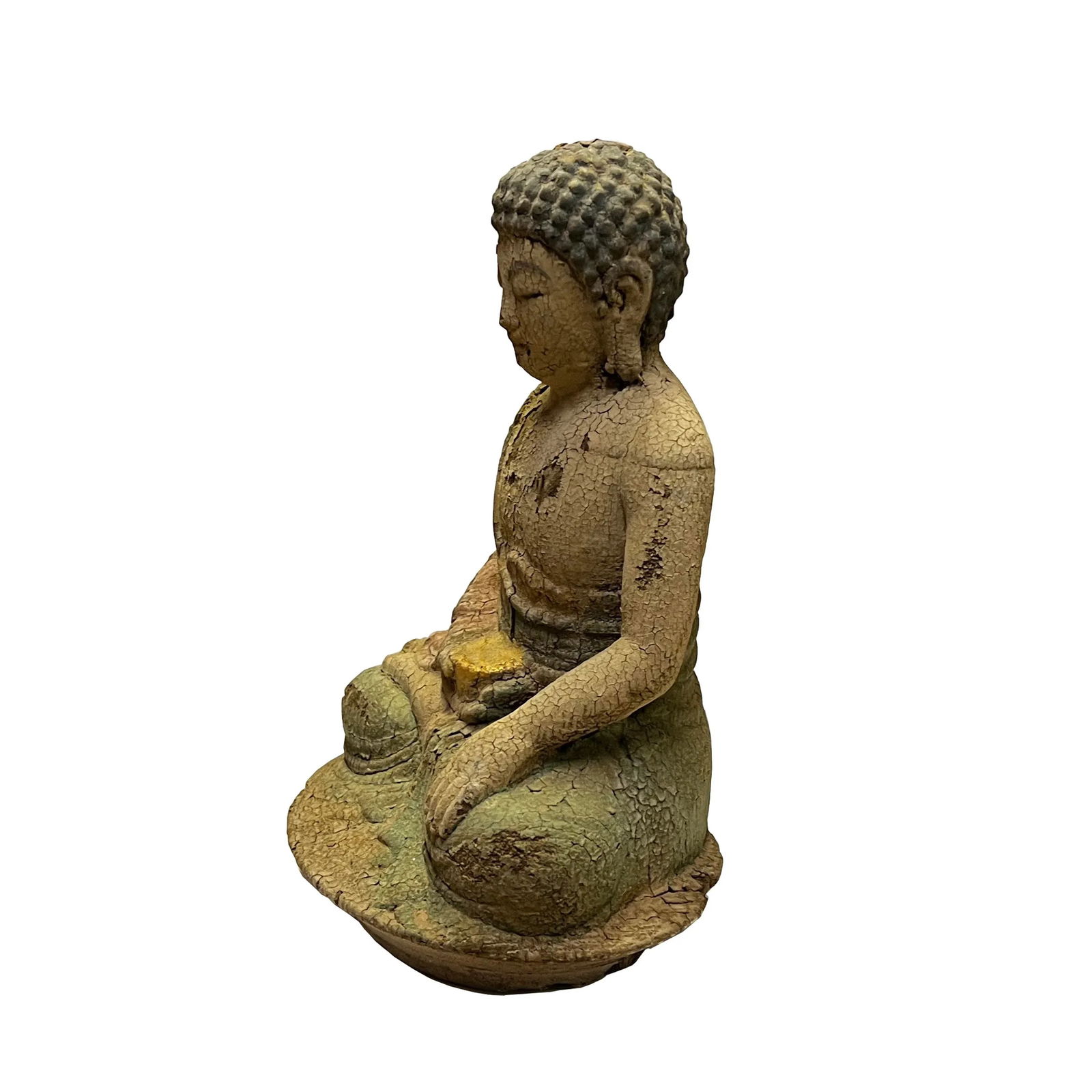 Rustic Wood Sitting Gautama Amitabha Shakyamuni Buddha Statue - 3