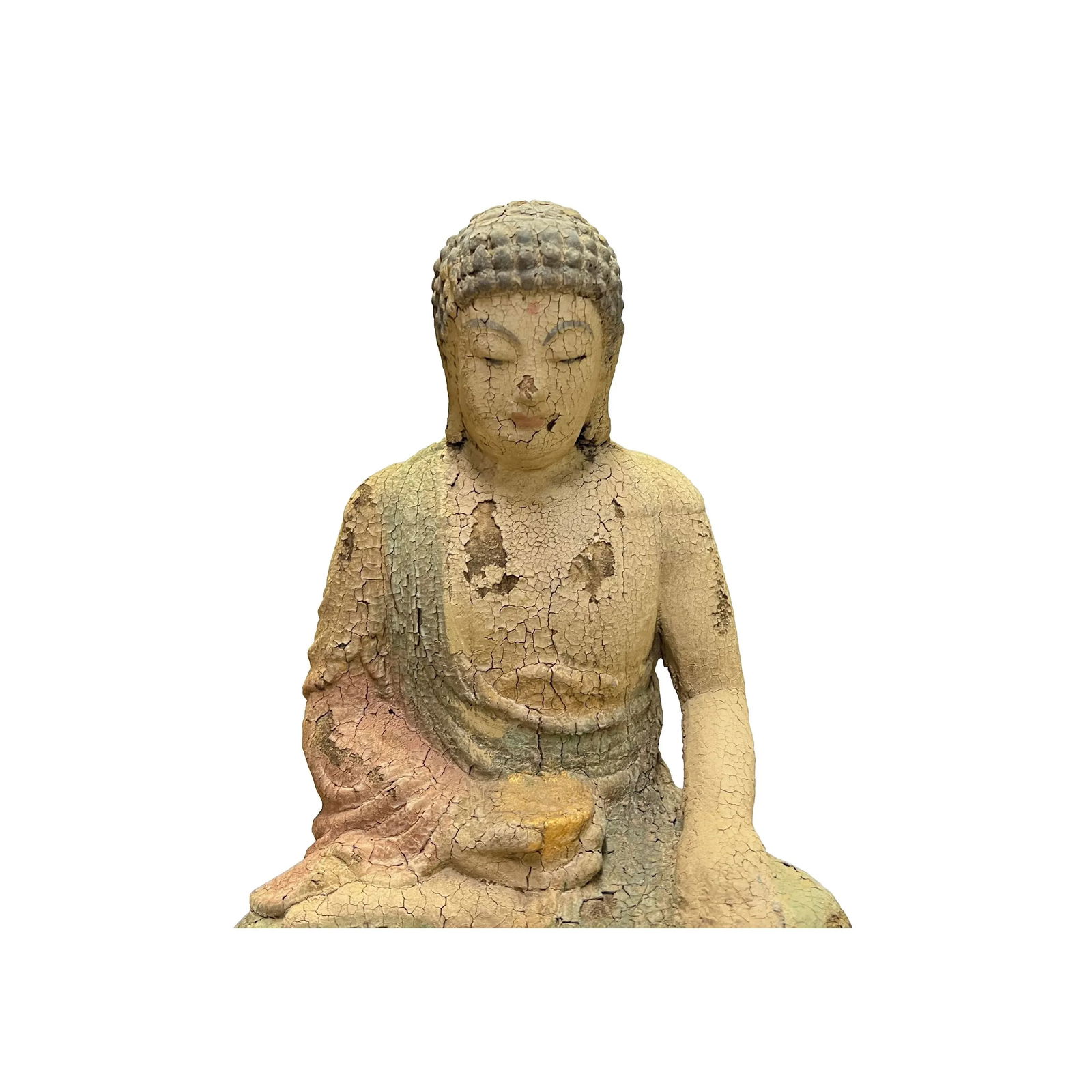 Rustic Wood Sitting Gautama Amitabha Shakyamuni Buddha Statue - 4