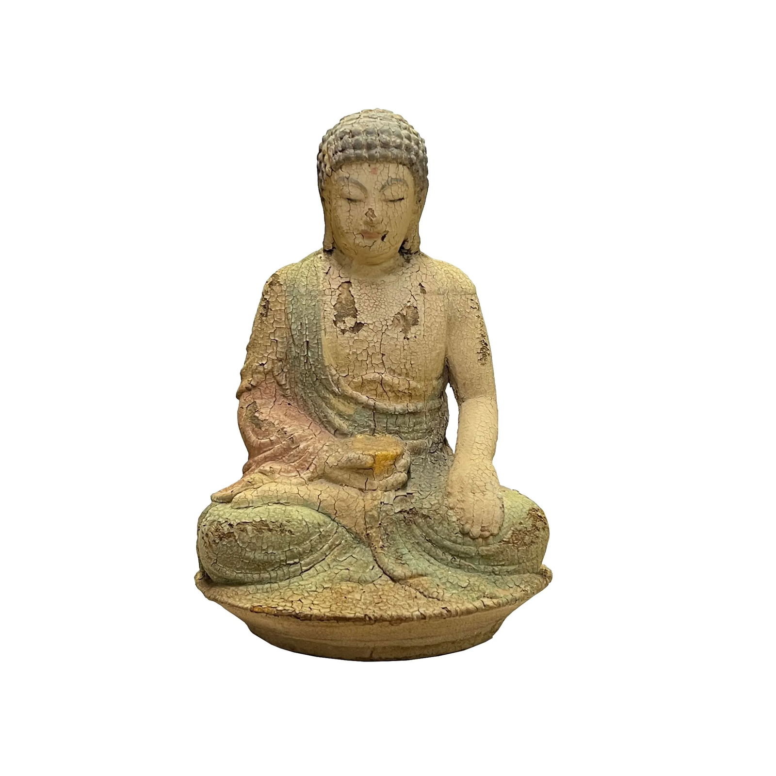 Rustic Wood Sitting Gautama Amitabha Shakyamuni Buddha Statue - 7