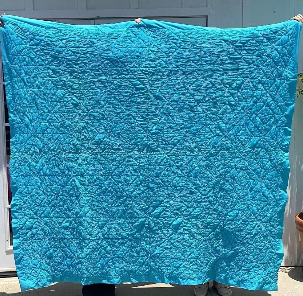 Vintage Mid-Western Eight Point Star Pattern Multi Colored Quilt - 5