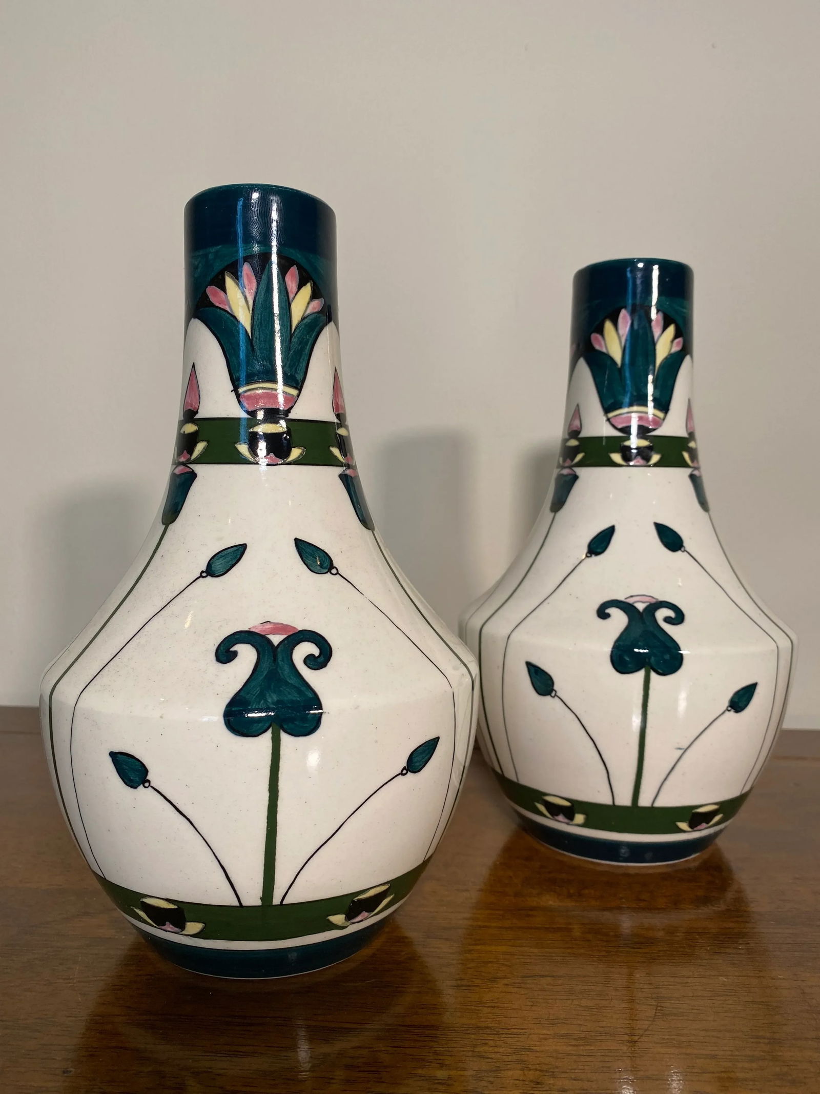 Pair of Hand Painted Dutch Folk Ceramic Vases C. 1920s - 7
