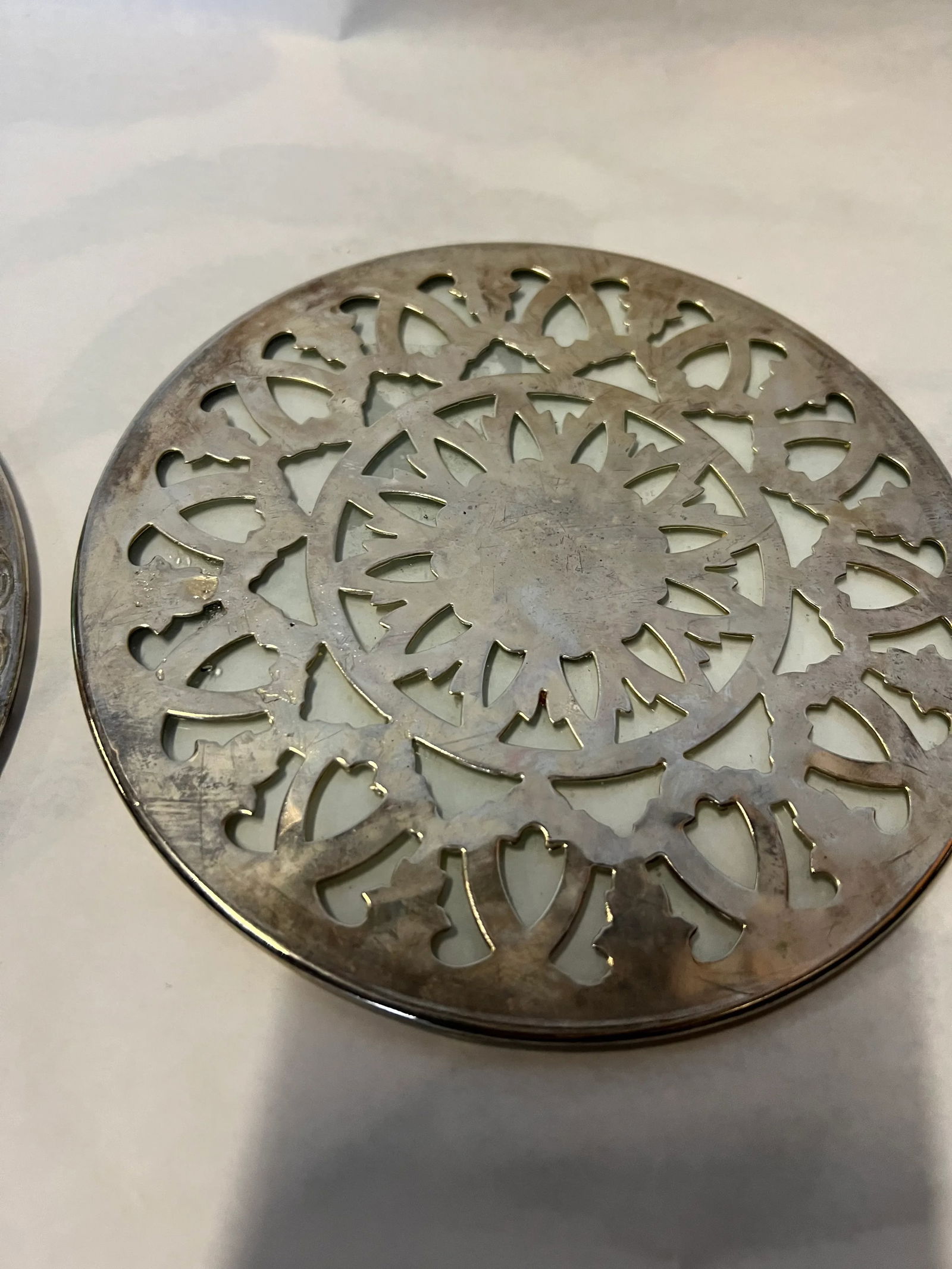 Pair of Vintage Silver-Tone Metal Trivets - 2