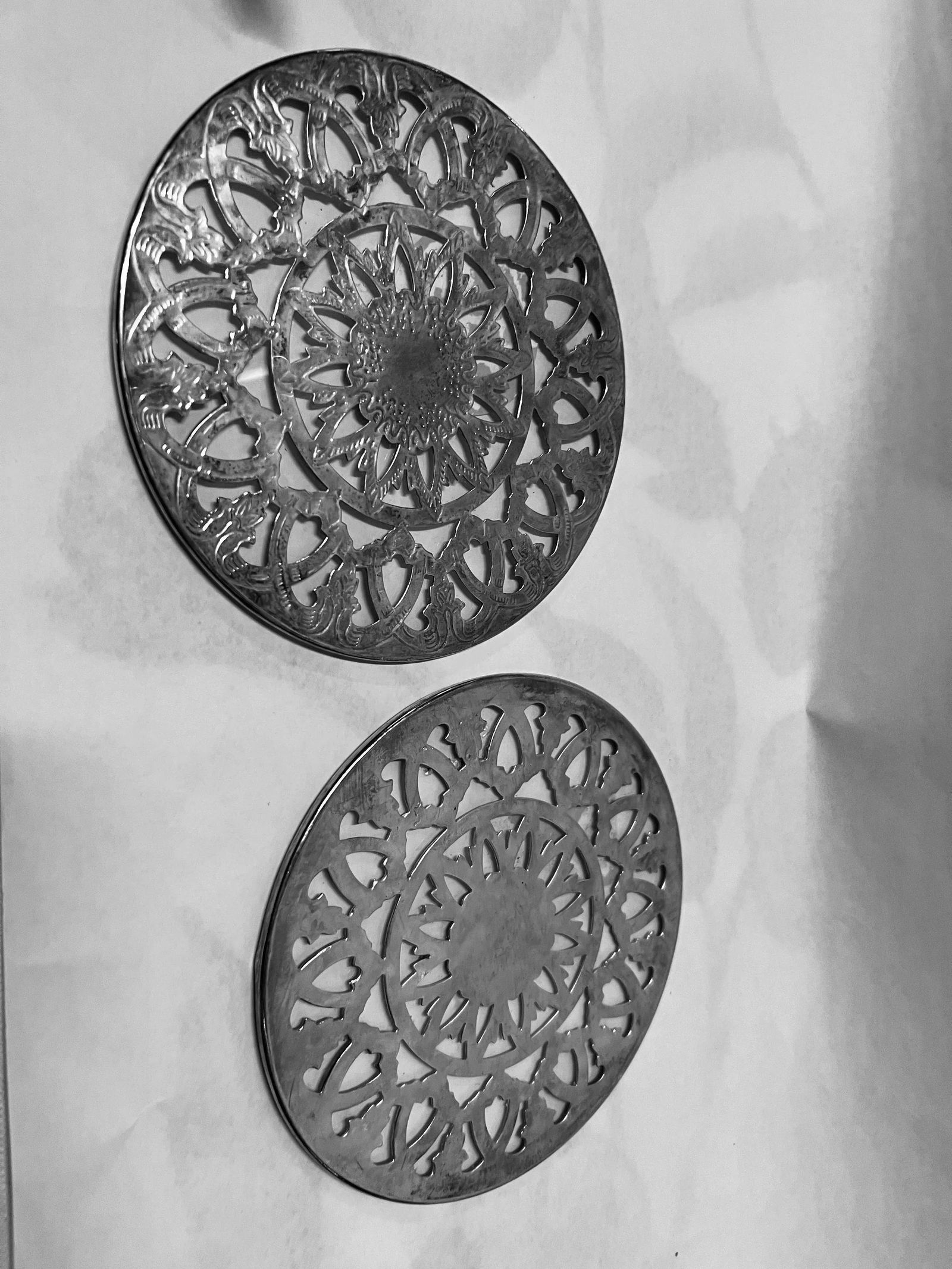Pair of Vintage Silver-Tone Metal Trivets - 3