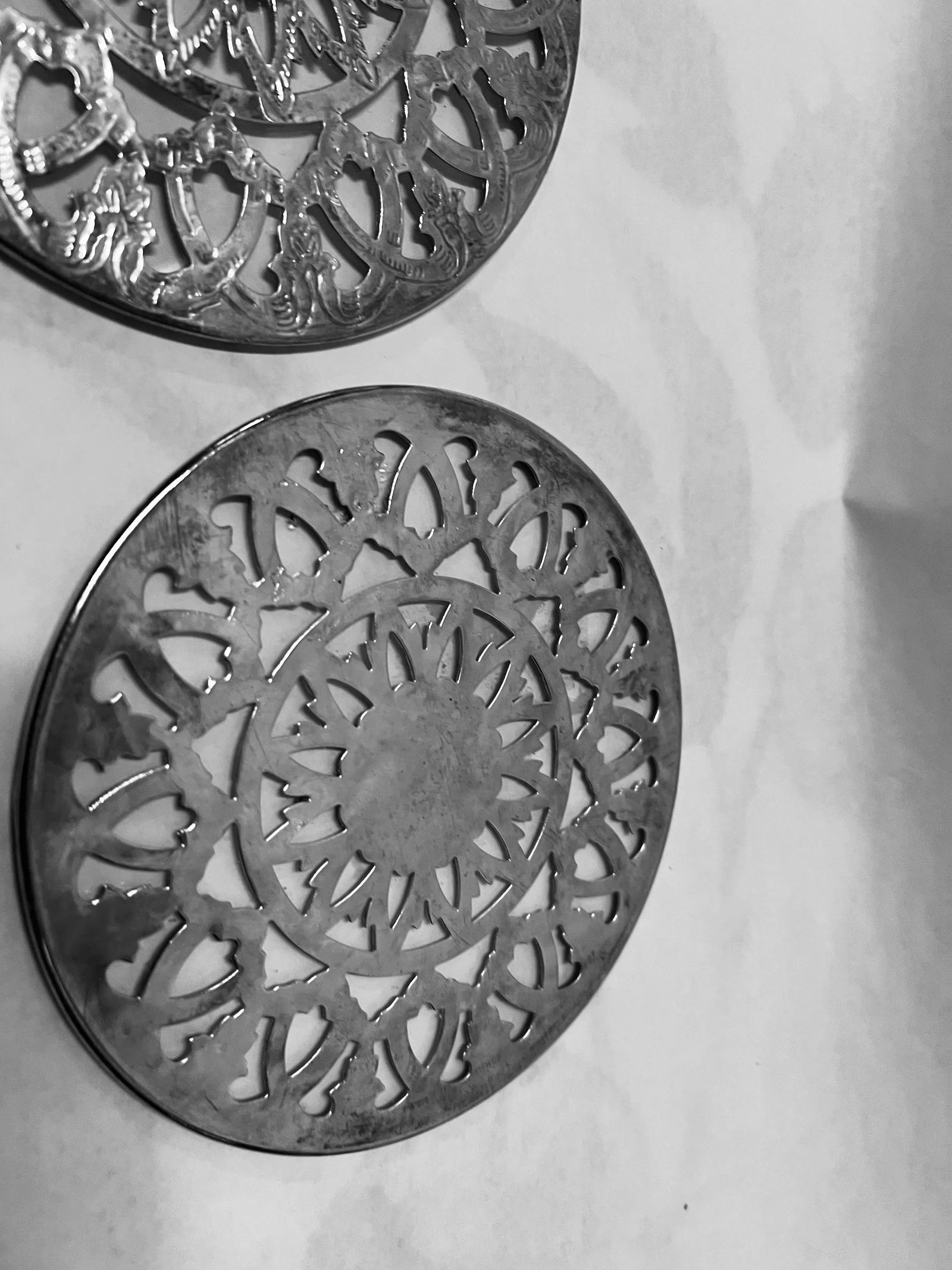Pair of Vintage Silver-Tone Metal Trivets - 4