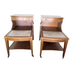 Hand Crafted 2 Tier Mid-Century Side Tables-A Pair