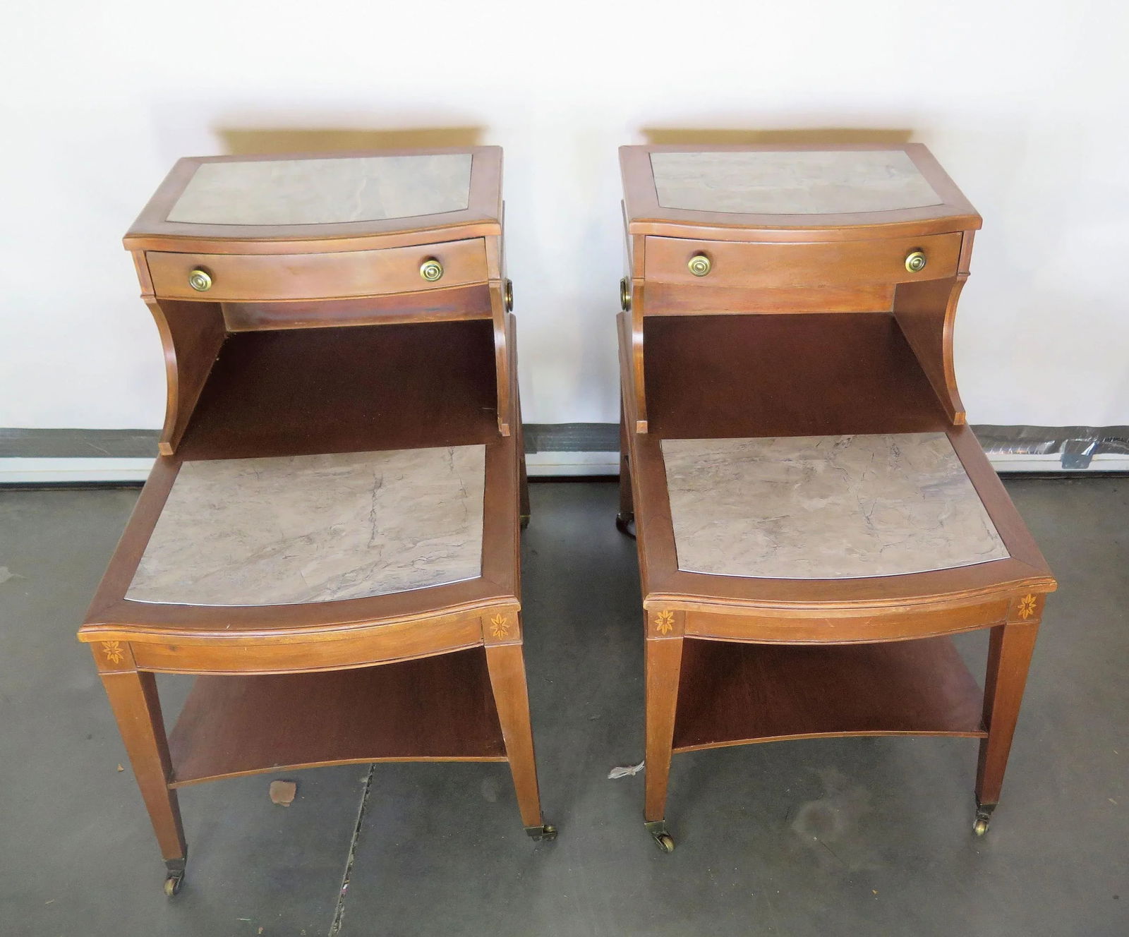 Hand Crafted 2 Tier Mid-Century Side Tables-A Pair - 4