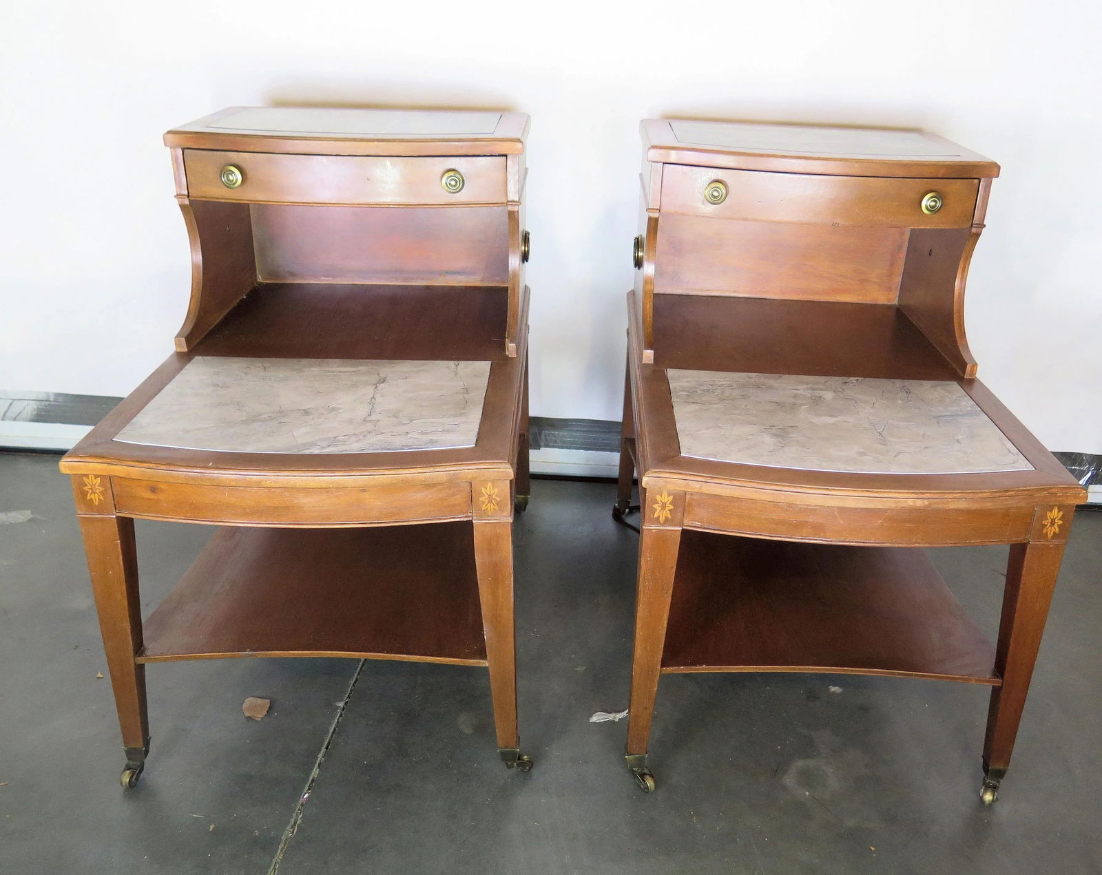 Hand Crafted 2 Tier Mid-Century Side Tables-A Pair - 7