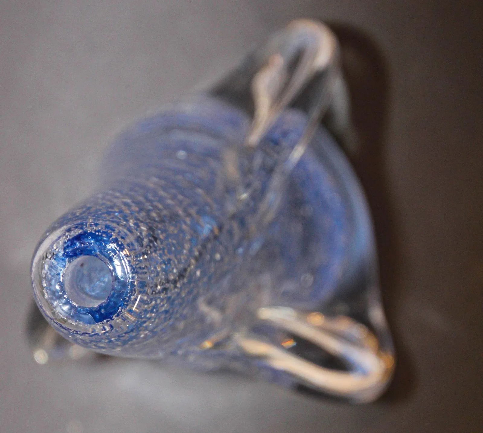 Vintage Murano Twisted Spiral Sky Blue and Clear Art Glass With Silver Murine 1960's - 4