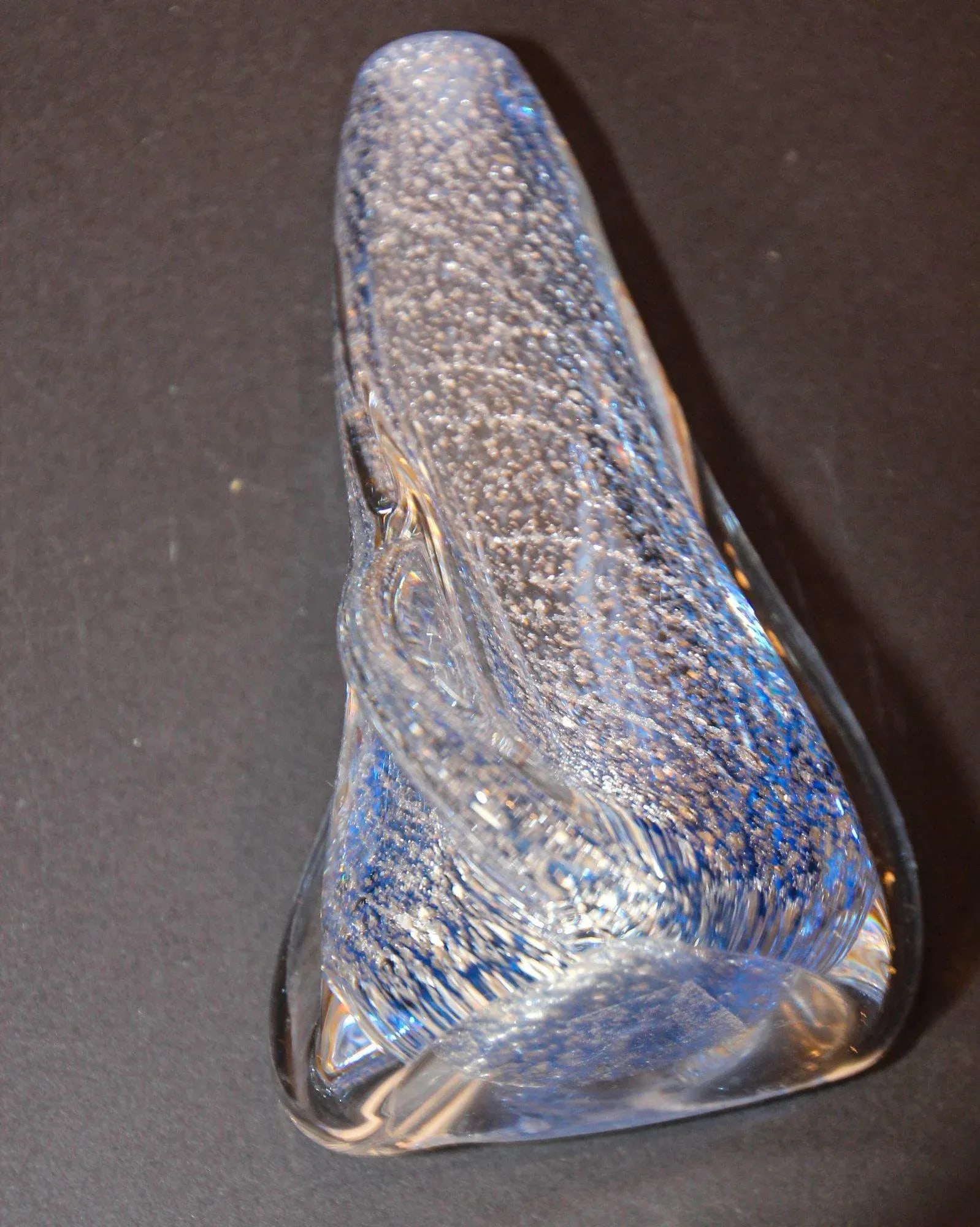 Vintage Murano Twisted Spiral Sky Blue and Clear Art Glass With Silver Murine 1960's - 5