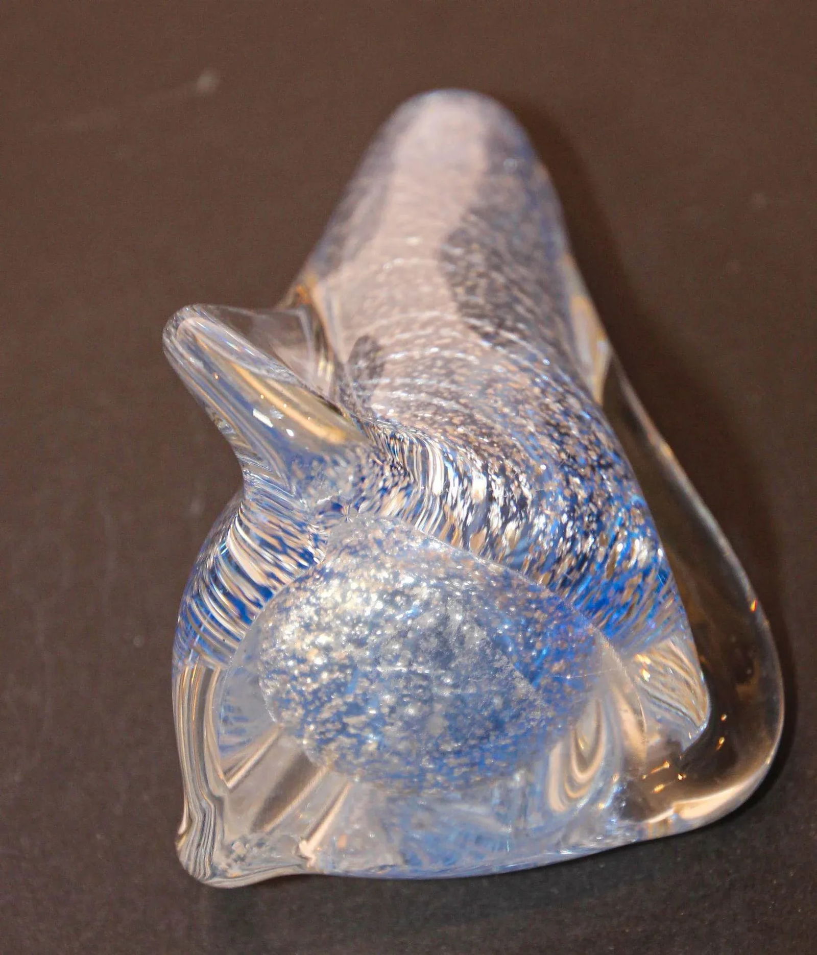 Vintage Murano Twisted Spiral Sky Blue and Clear Art Glass With Silver Murine 1960's - 7