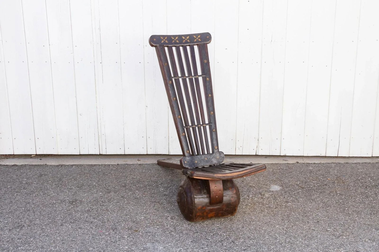 Wood & Metal Tribal Wheel Chair - 10