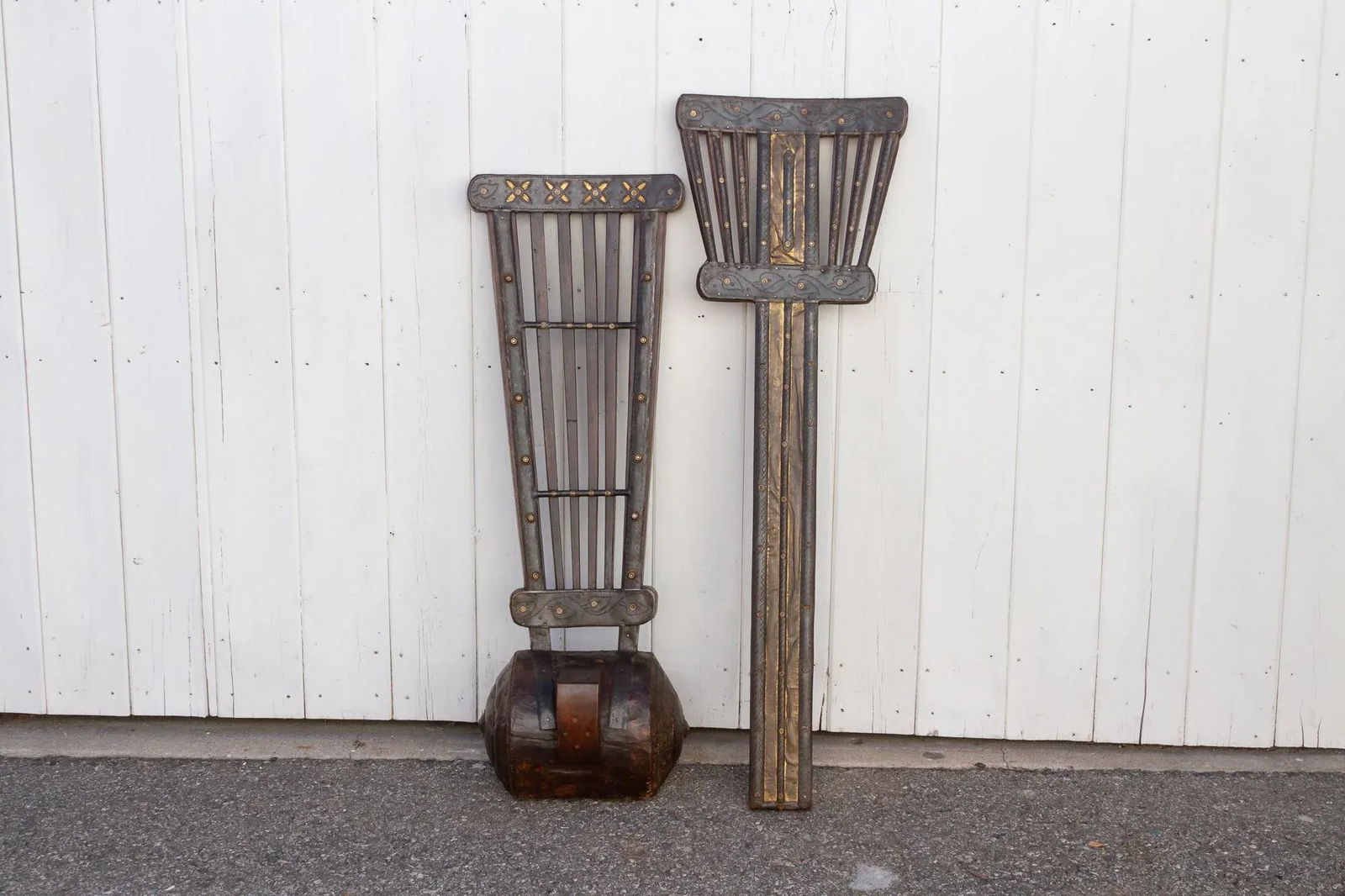 Wood & Metal Tribal Wheel Chair - 11