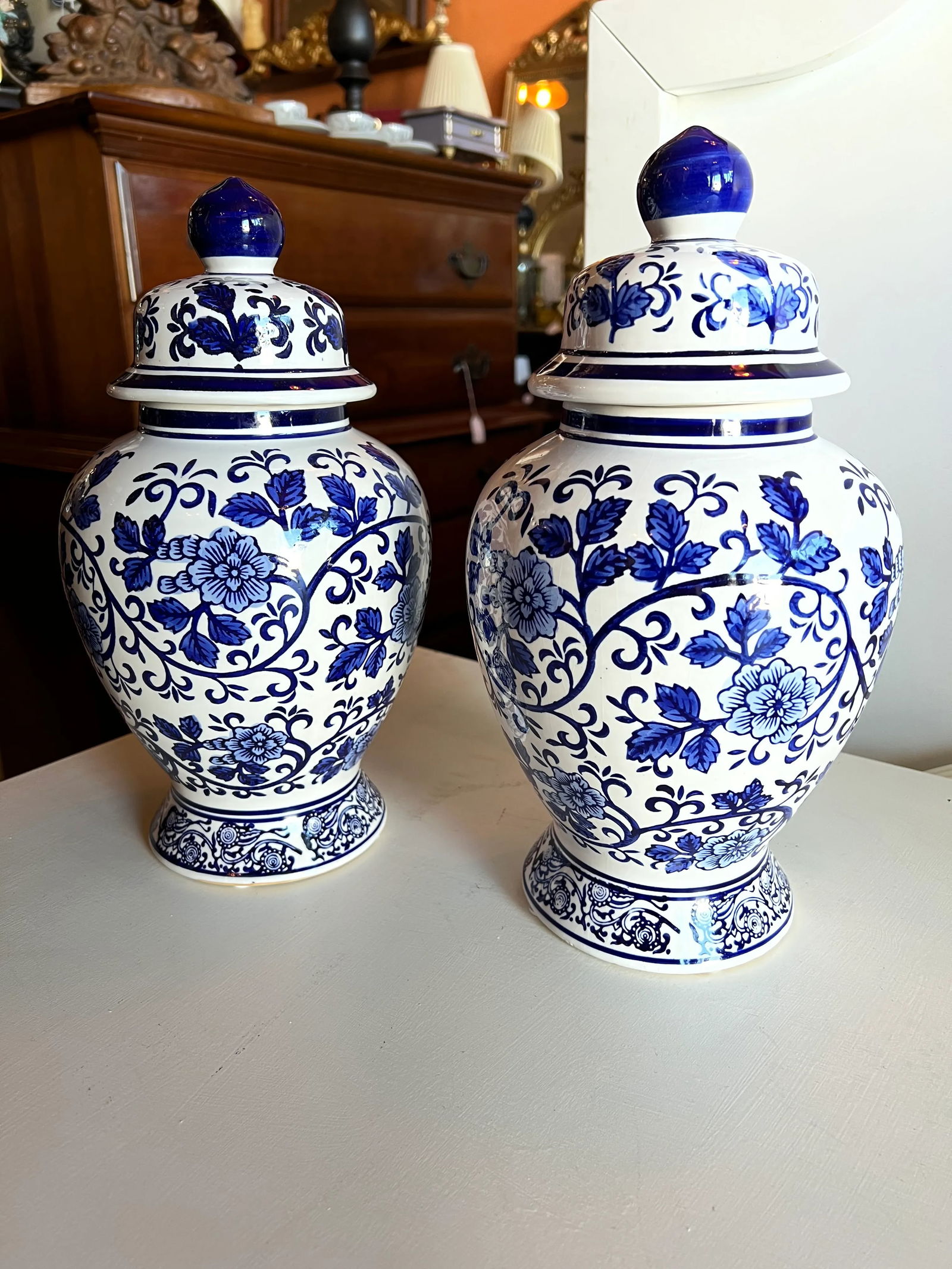 1990s Blue and White Ginger Jars - Set of 2 - 6