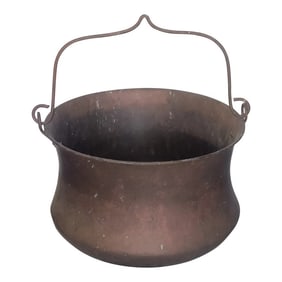 Late 19th Century Handmade Solid Brass Cauldron