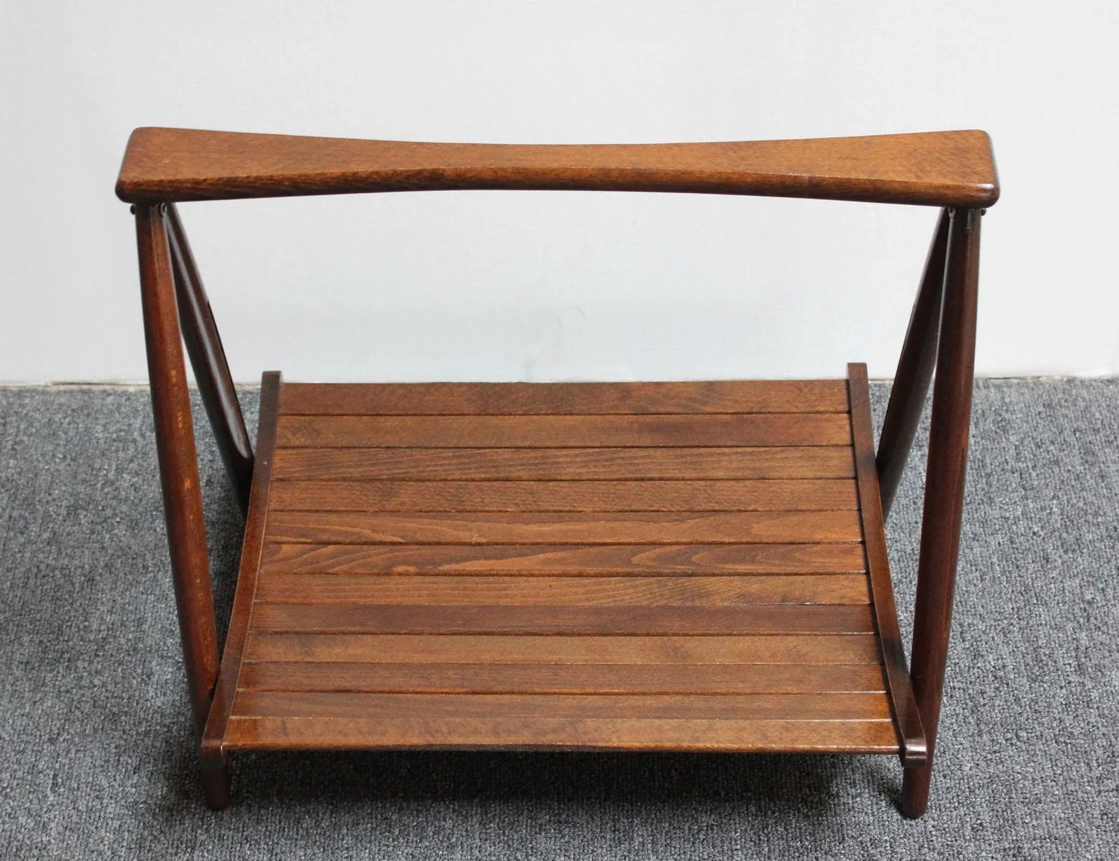 Vintage Yugoslavian Nasco Stained Beechwood Collapsible Magazine Rack - 4