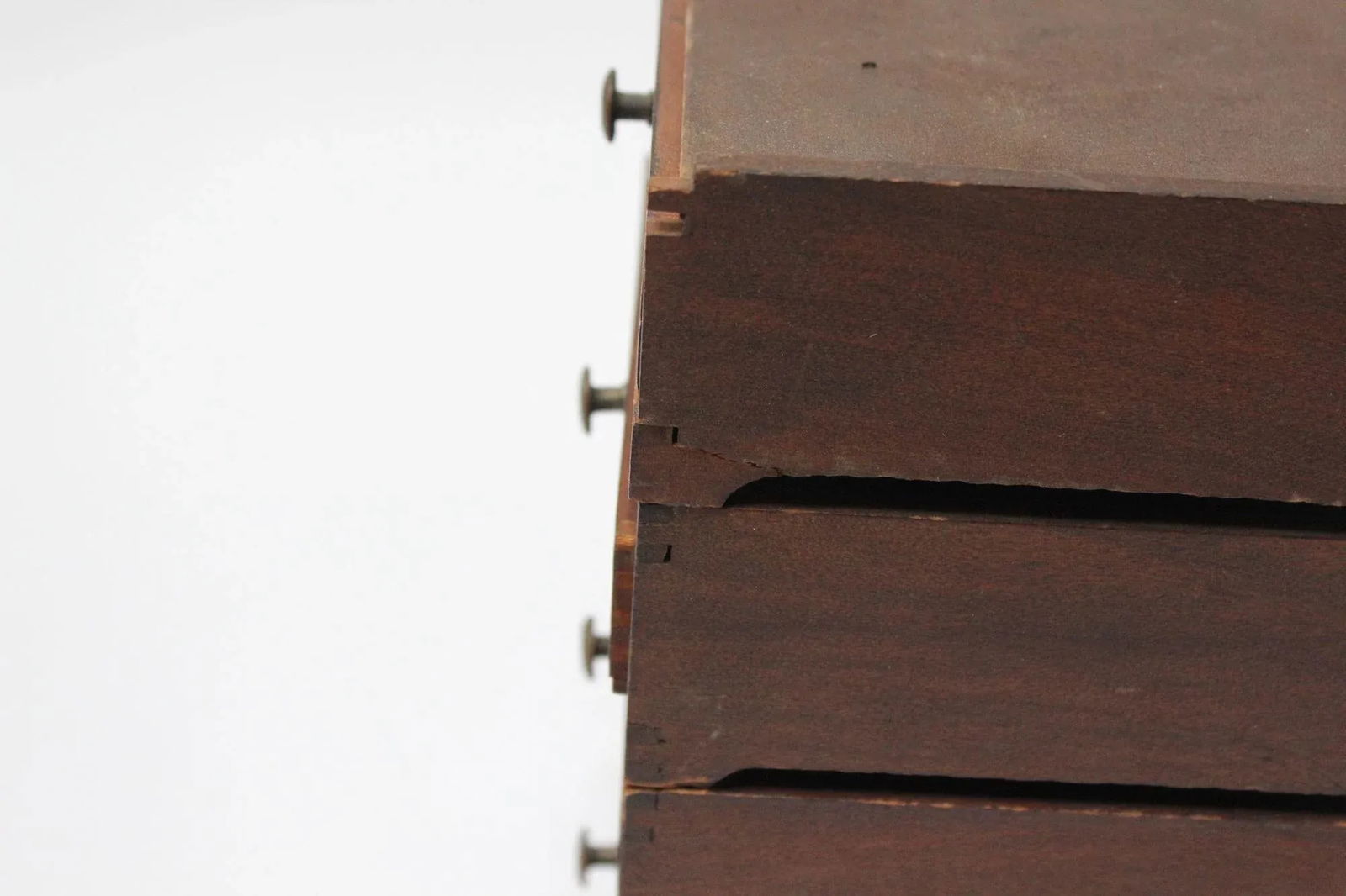 Diminutive Vintage Primitive Wooden Stacked Trinket Chest - 12