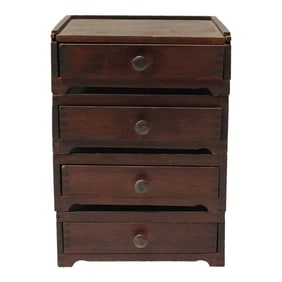 Diminutive Vintage Primitive Wooden Stacked Trinket Chest