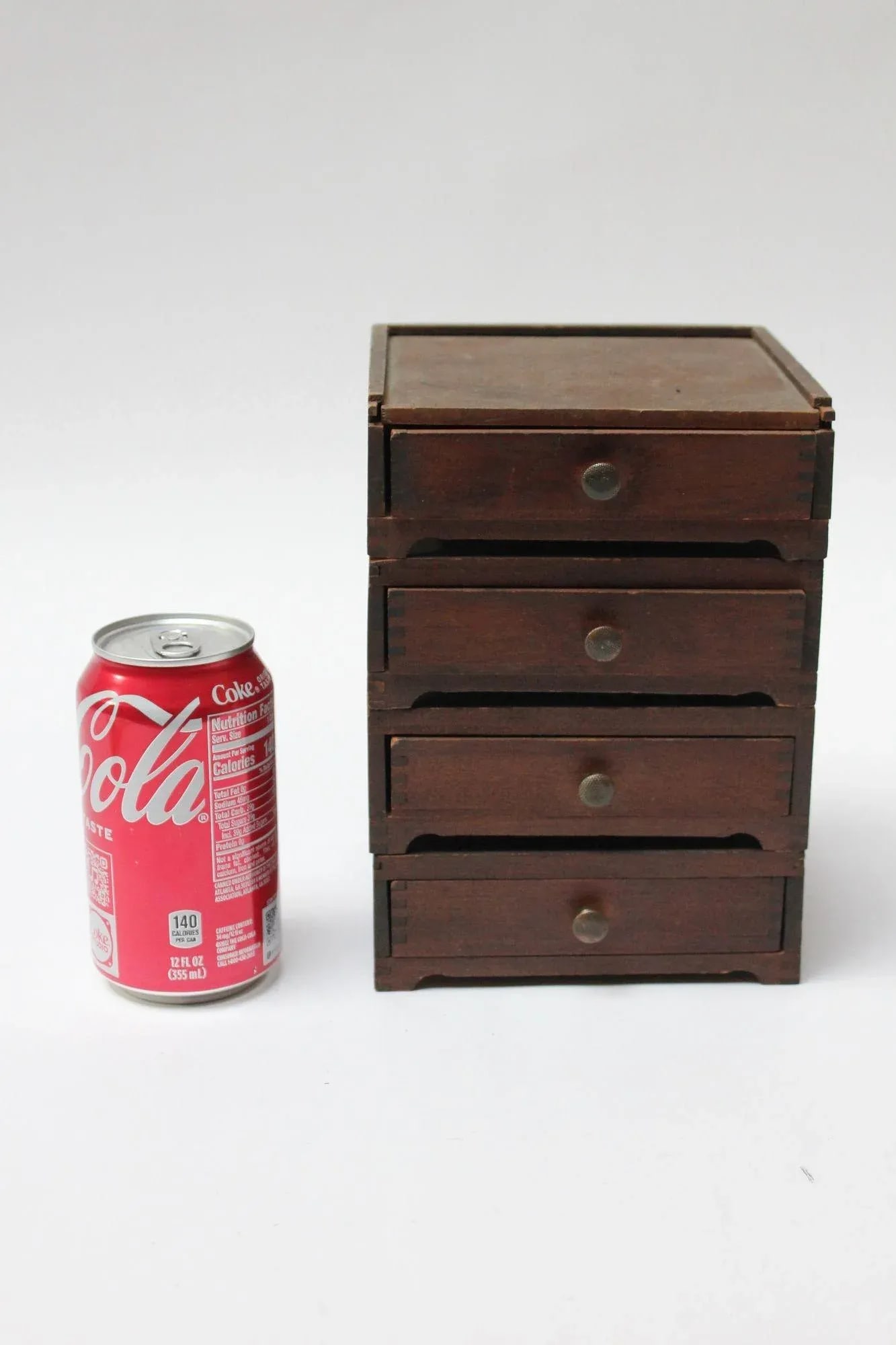 Diminutive Vintage Primitive Wooden Stacked Trinket Chest - 9