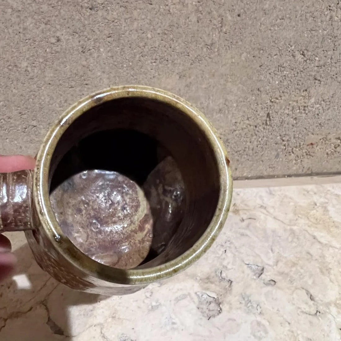 1980s Studio Art Pottery Sculptural Light Brown Coffee Mug - 2