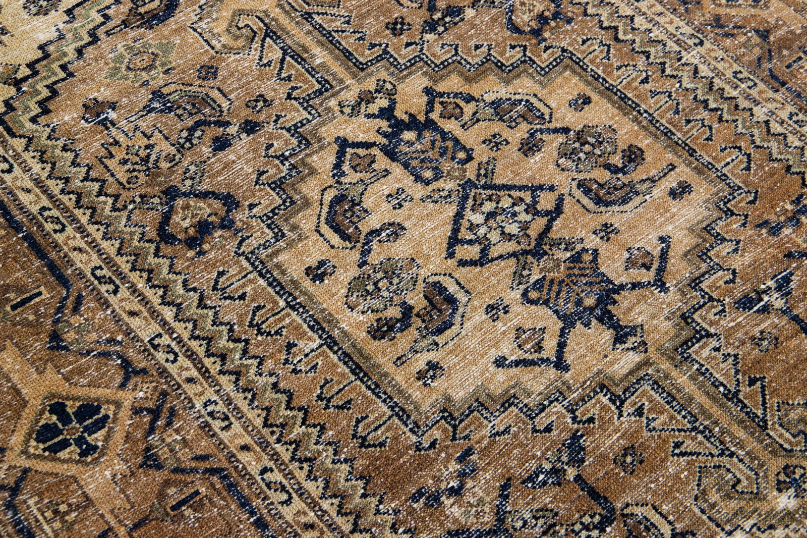 1960s Vintage Persian Distressed Handmade Tribal Brown Wool Rug - 4