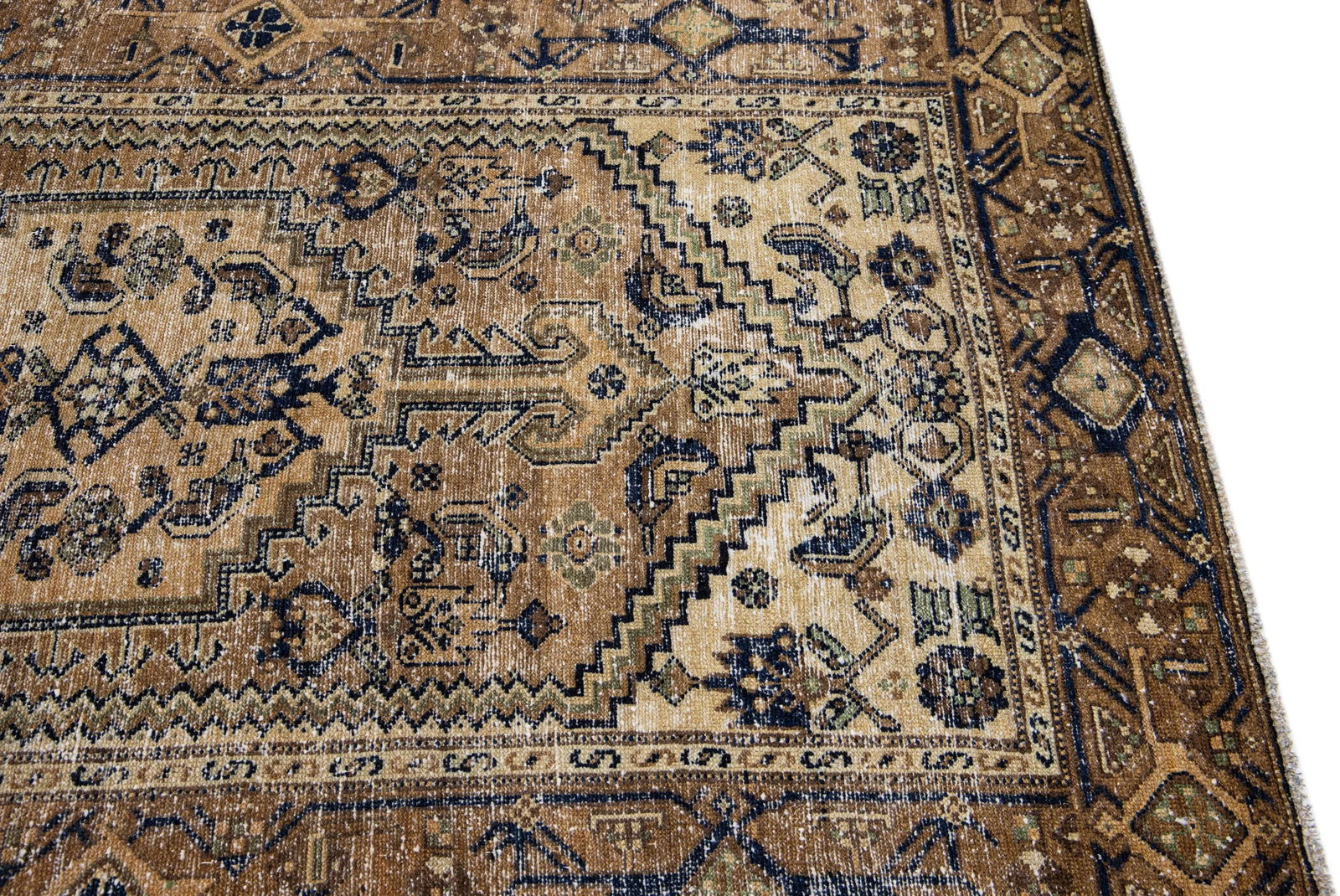 1960s Vintage Persian Distressed Handmade Tribal Brown Wool Rug - 6