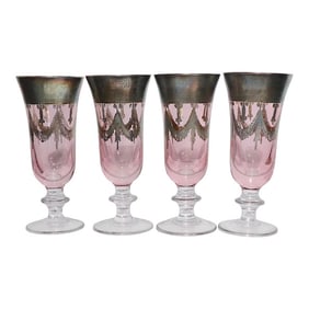 Set of Four Silver Deposit Parfait Glasses Made in Italy