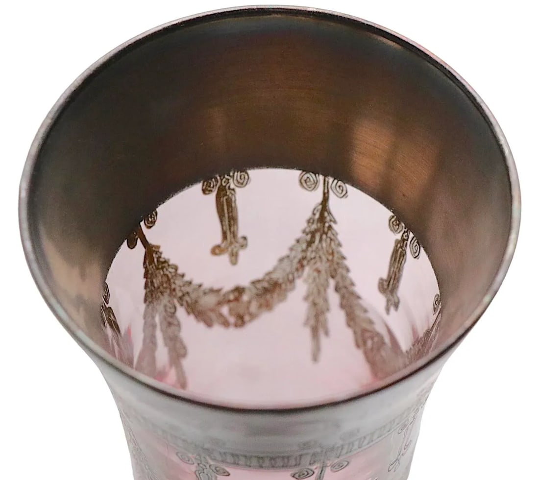 Set of Four Silver Deposit Parfait Glasses Made in Italy - 5