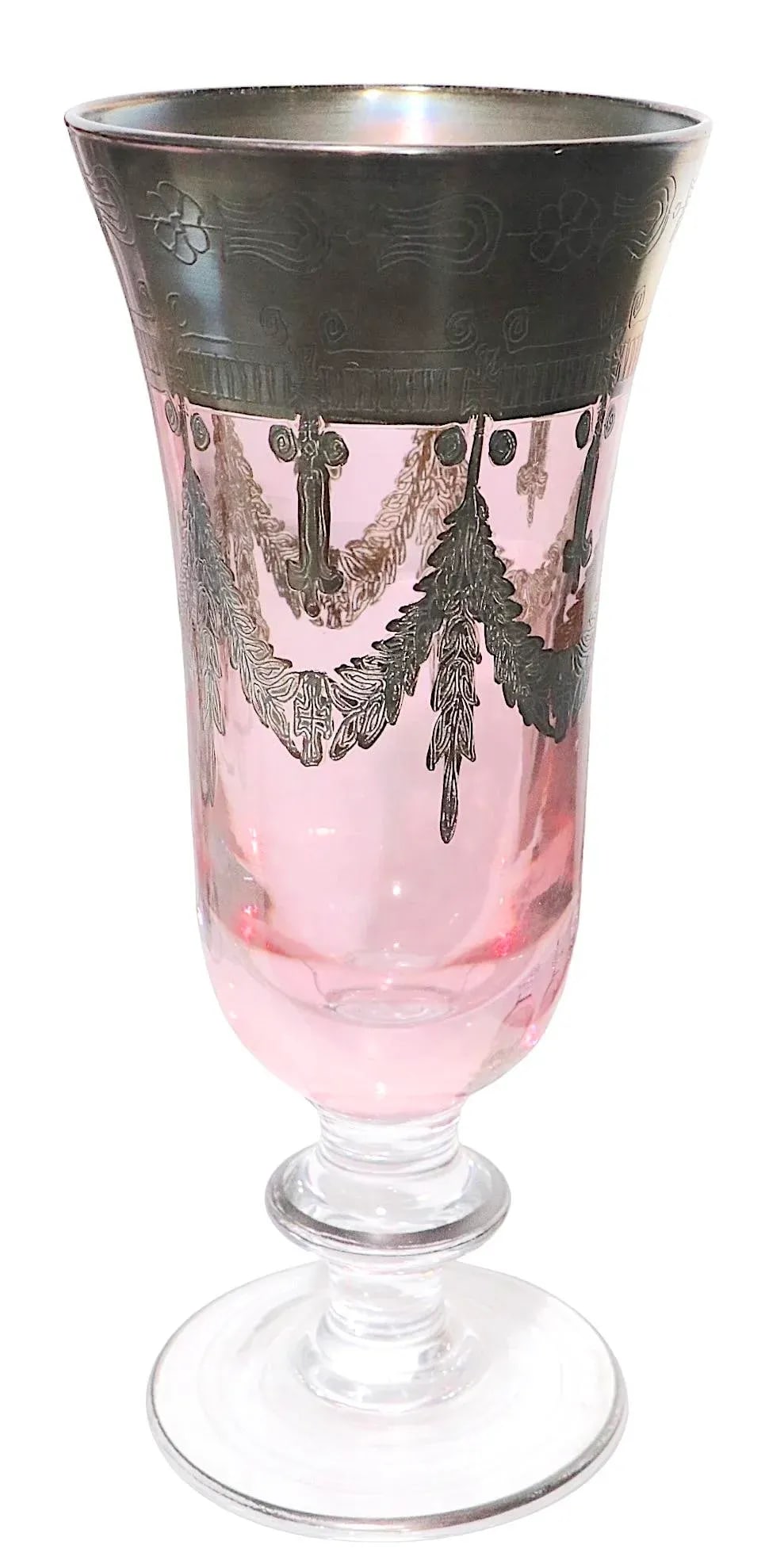 Set of Four Silver Deposit Parfait Glasses Made in Italy - 6