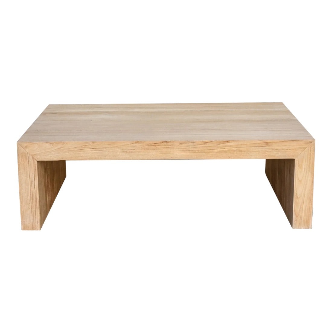 Mid-Century Bleached Coffee Table: This mid-century teak coffee table has an organic feel with clean modern lines. This vintage coffee table has a timeless quality to it with a slatted top and a light bleached finish. This large coffee