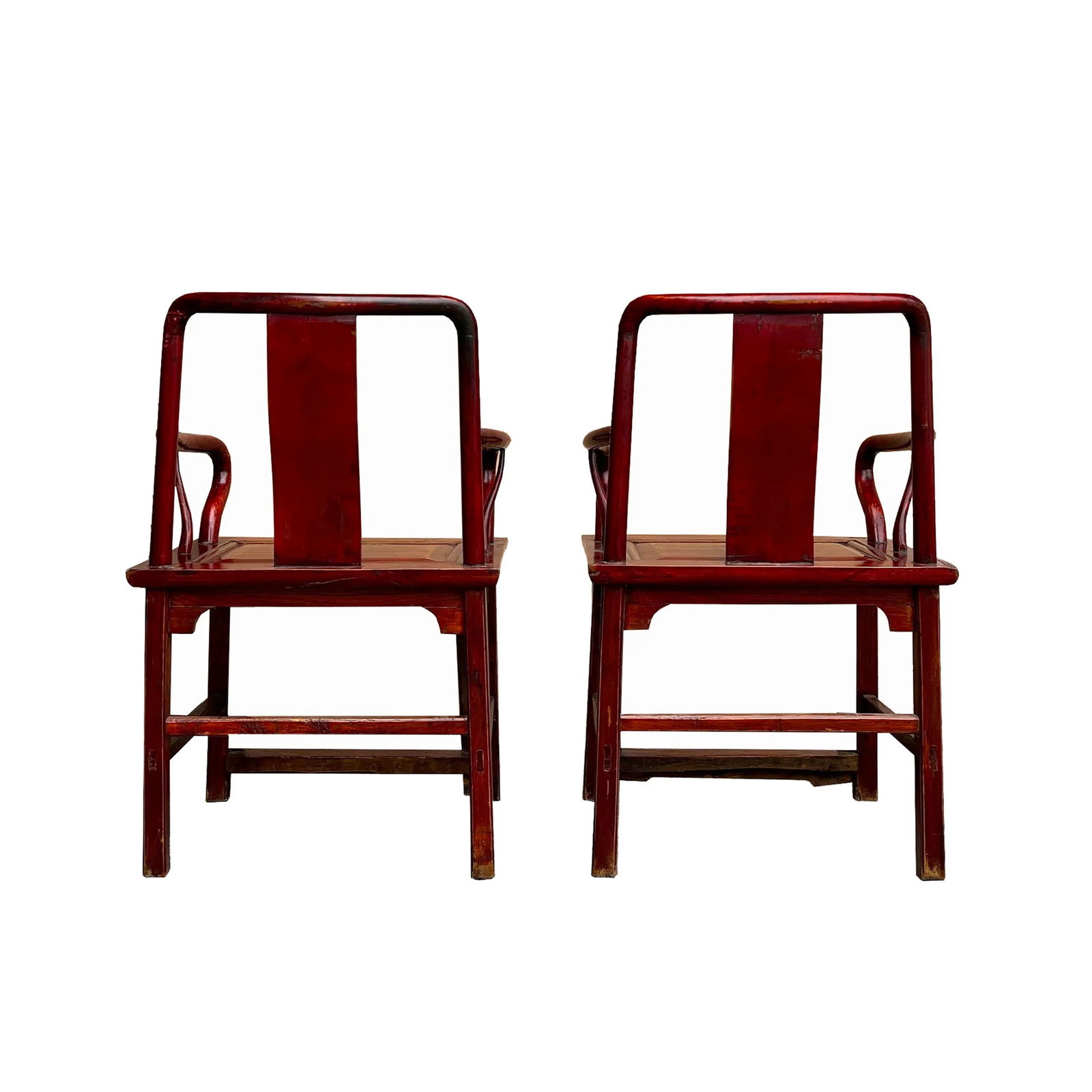 Pair Chinese Vintage Motif Carving Accent Brown Stain Armchairs - 3