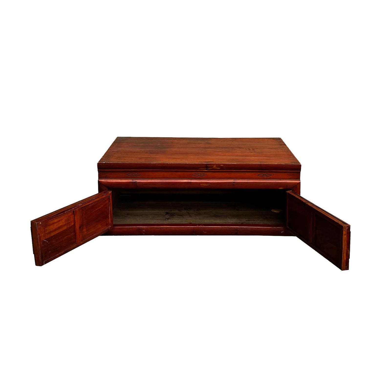 Chinese Vintage Fujian Golden Carving Low Table Cabinet Chest - 3