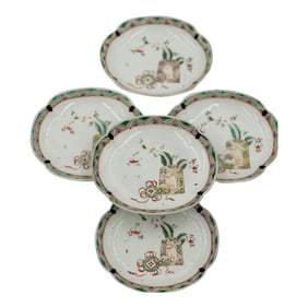 Set of 5 Antique Japanese Imari Porcelain Sauce / Sushi Dishes