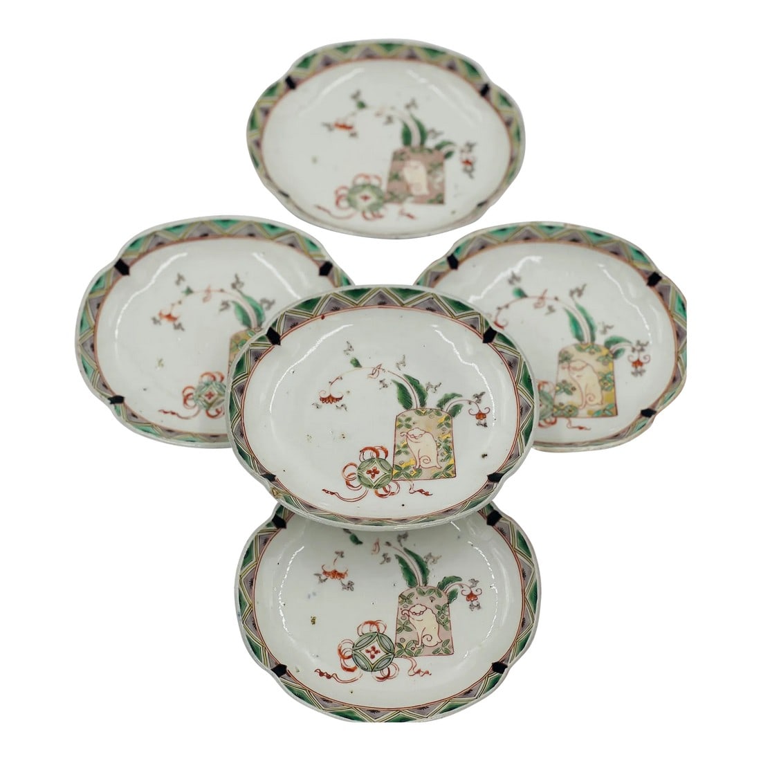 Set of 5 Antique Japanese Imari Porcelain Sauce / Sushi Dishes (1 of 8)
