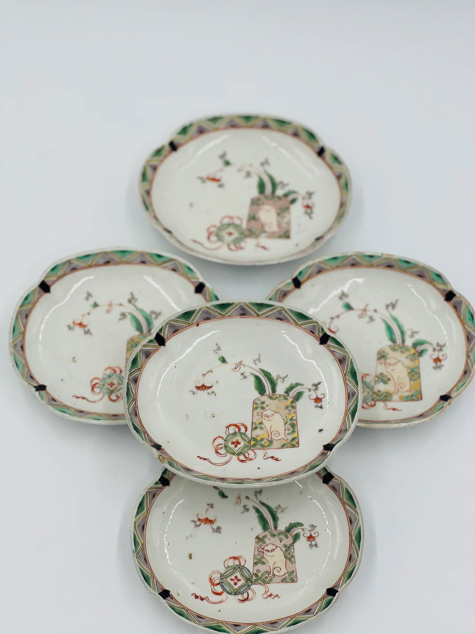 Set of 5 Antique Japanese Imari Porcelain Sauce / Sushi Dishes - 8