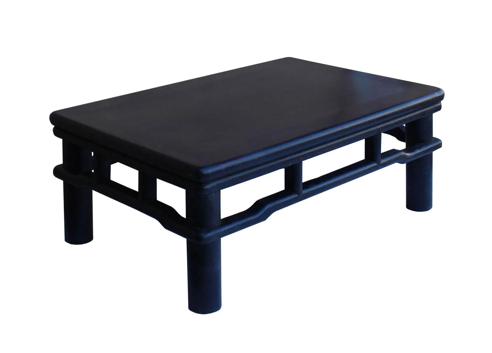 Dark Brown Rosewood Oriental Round Legs Rectangular Display Table Stand - 3