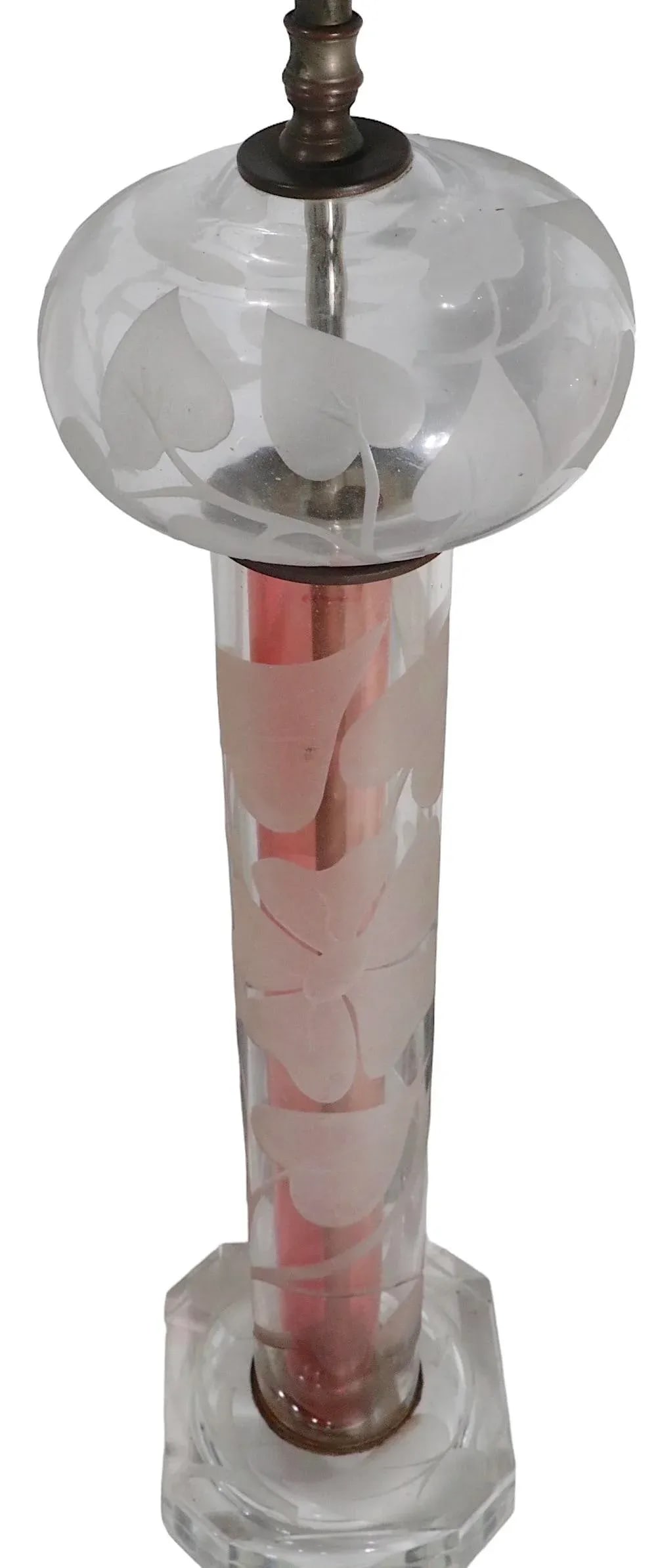 Tall Pr. Etched Glass Art Deco Mid Century Table Lamps After Dorothy Thorpe - 10