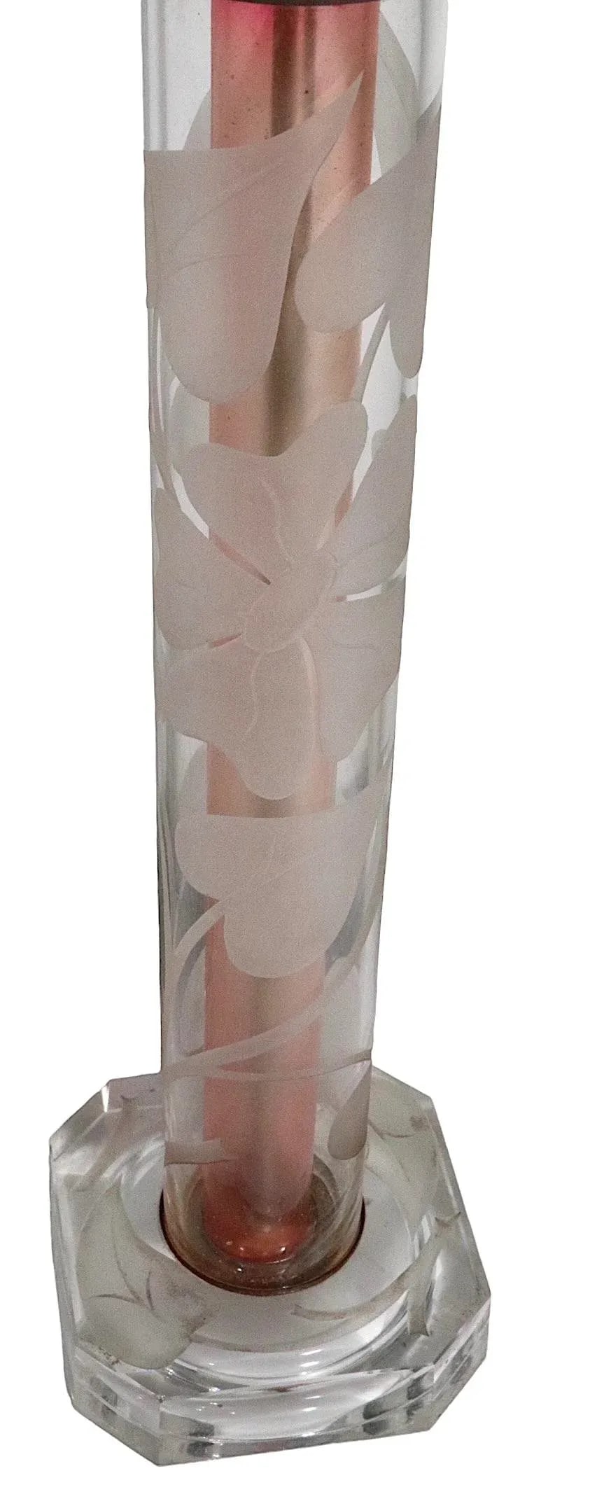 Tall Pr. Etched Glass Art Deco Mid Century Table Lamps After Dorothy Thorpe - 8