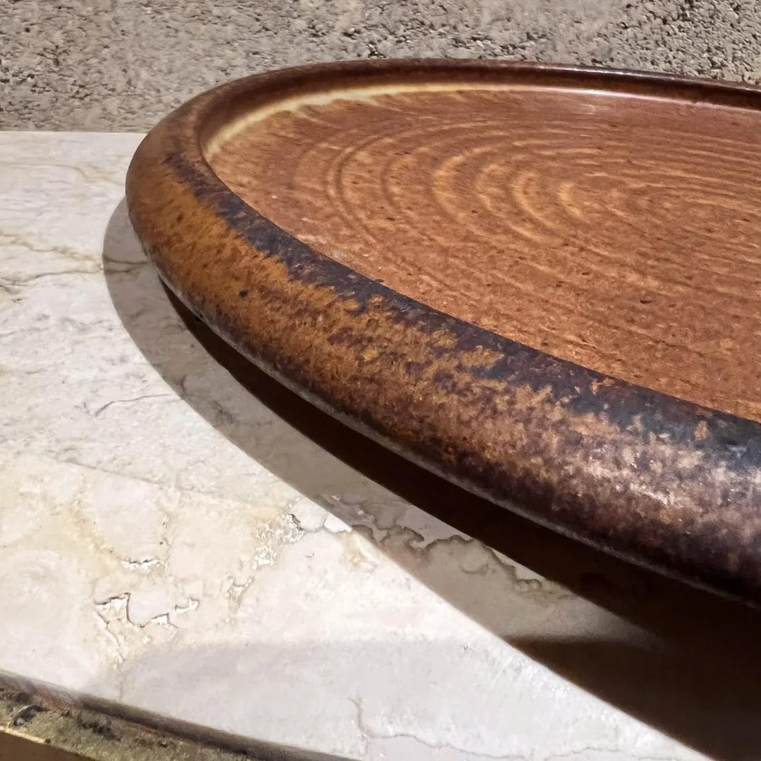 1980s Stoneware Pottery Brown Platter Artist Melching - 3