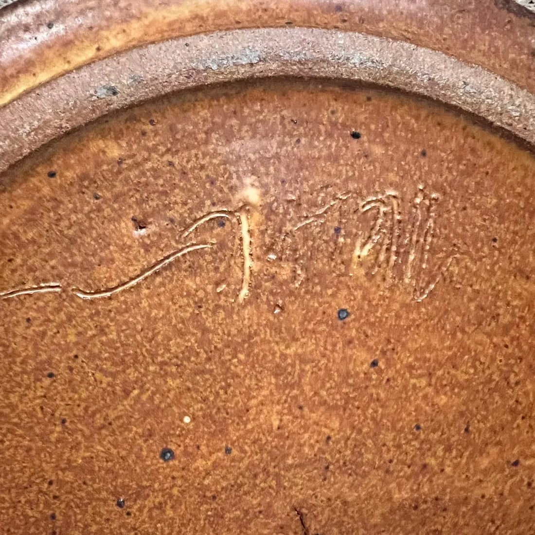 1980s Stoneware Pottery Brown Platter Artist Melching - 4