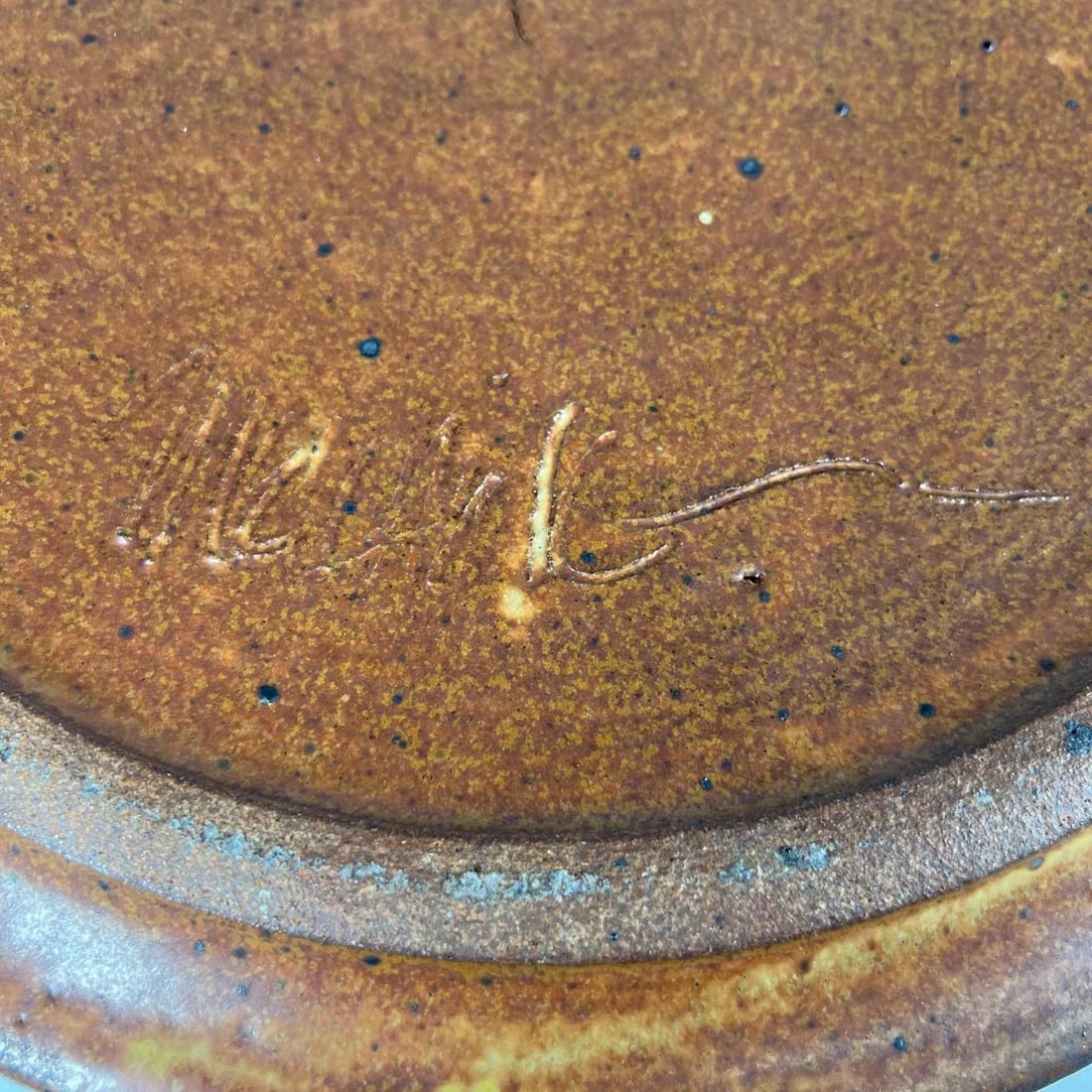 1980s Stoneware Pottery Brown Platter Artist Melching - 8