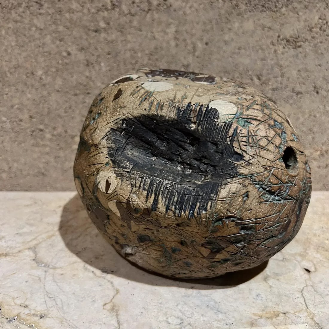 1970s Sculptural Art Pottery Abstract Green Sphere - 3