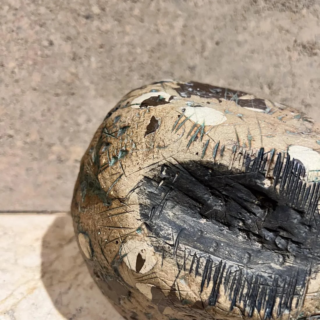 1970s Sculptural Art Pottery Abstract Green Sphere - 6