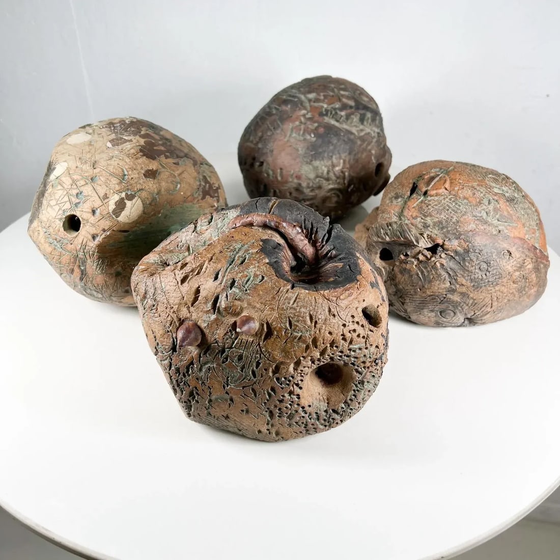 1970s Sculptural Art Pottery Abstract Green Sphere - 7