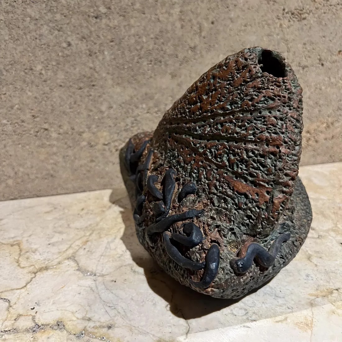 1970s Studio Pottery Abstract Textured Triangular Object - 6