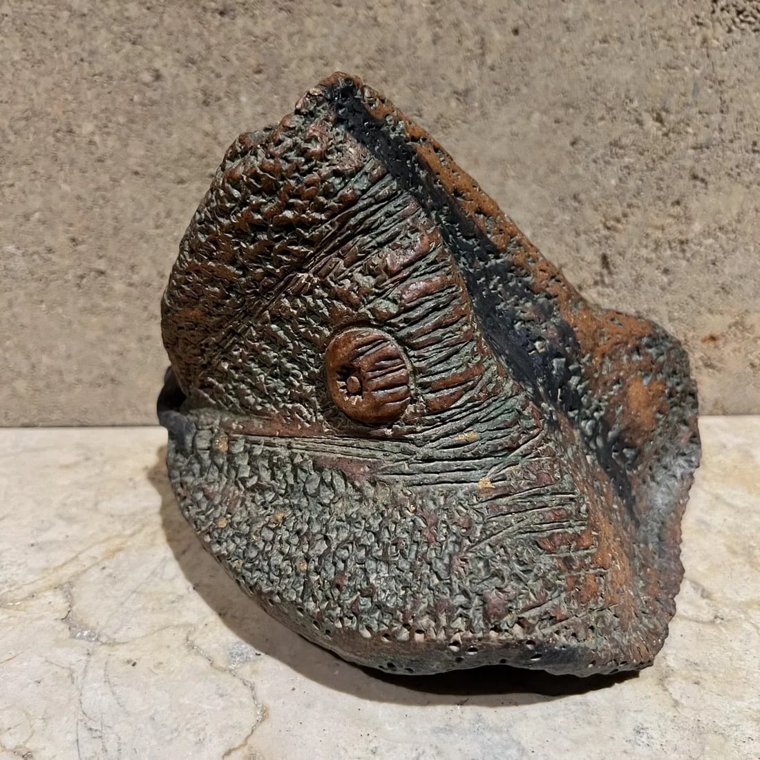 1970s Studio Pottery Abstract Textured Triangular Object - 9