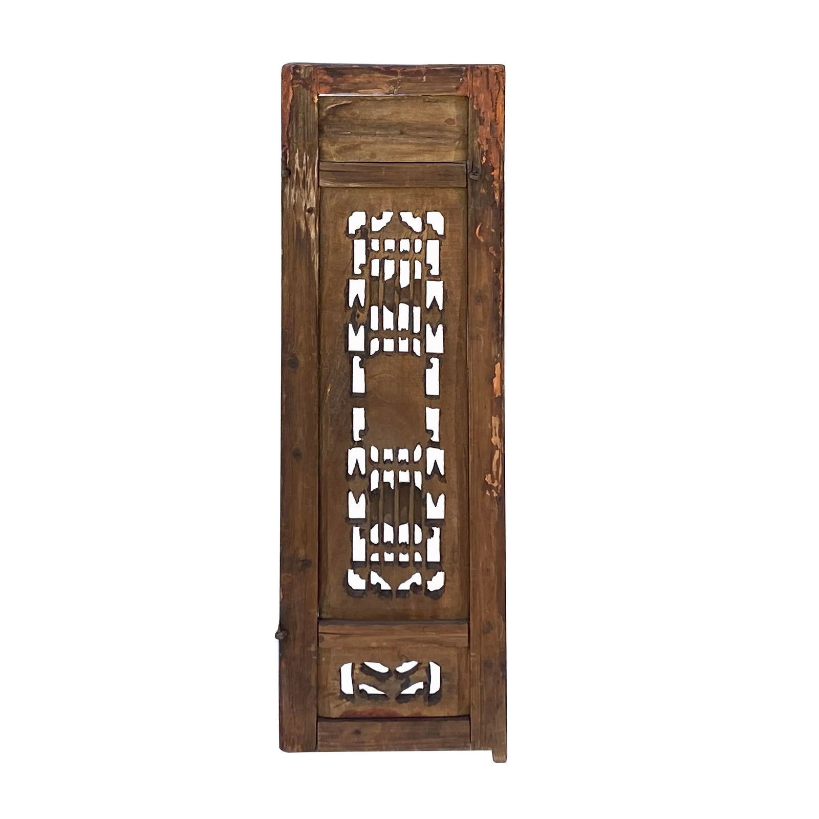 Chinese Vintage Restored Wood OxBlood Red Brown Wall Hanging Art - 7