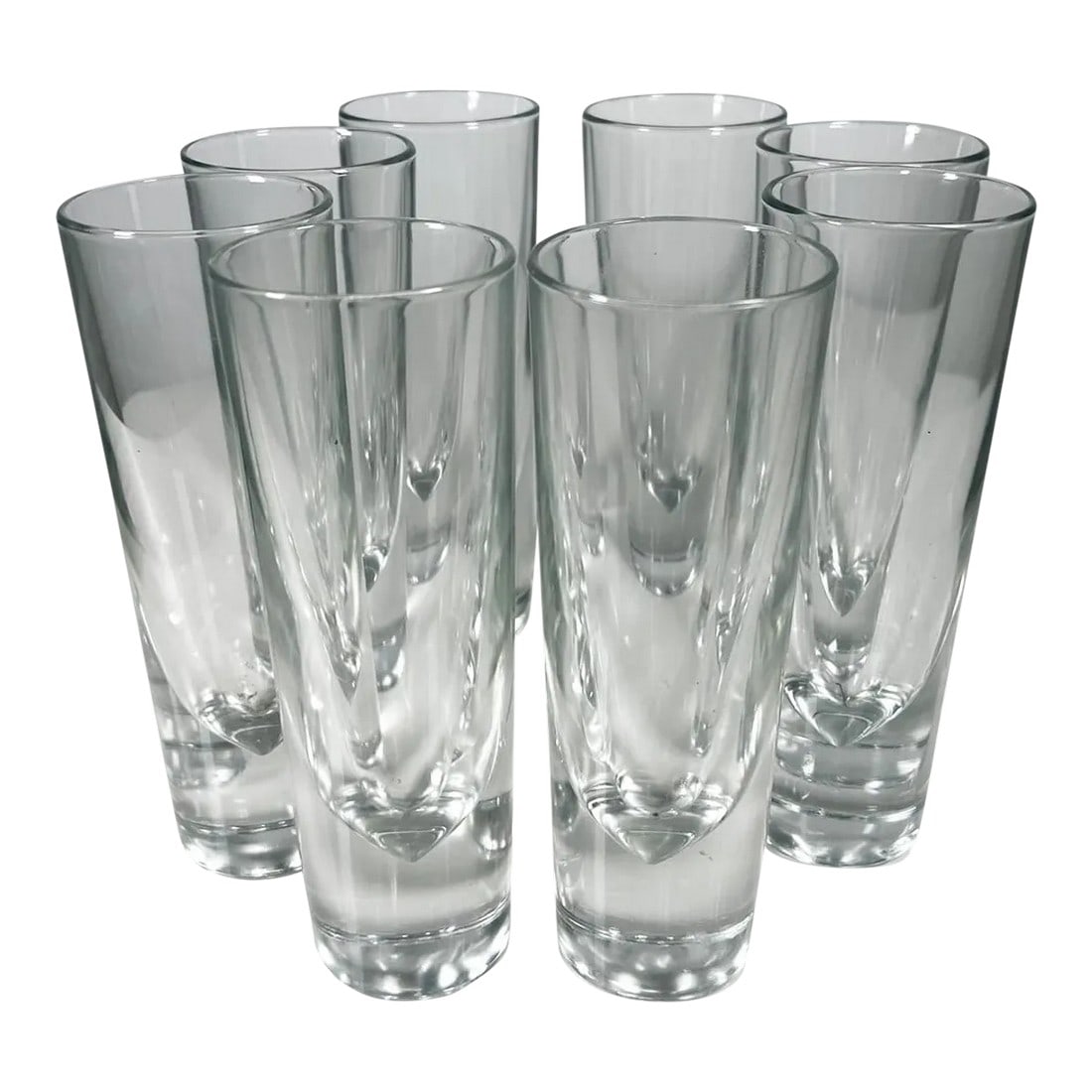 1980s Eight Carlo Moretti Italian Weighted Bullet Cocktail Glasses Italy: AMBIANIC presents 1980s Carlo Moretti Italian Weighted Cocktail Glasses Set of 8 Modern Heavy Blown Glass Drinkware Gump Style Italian Bullet Barware Cocktail Glasses Stamped Italy 6.88 tall x 2.38