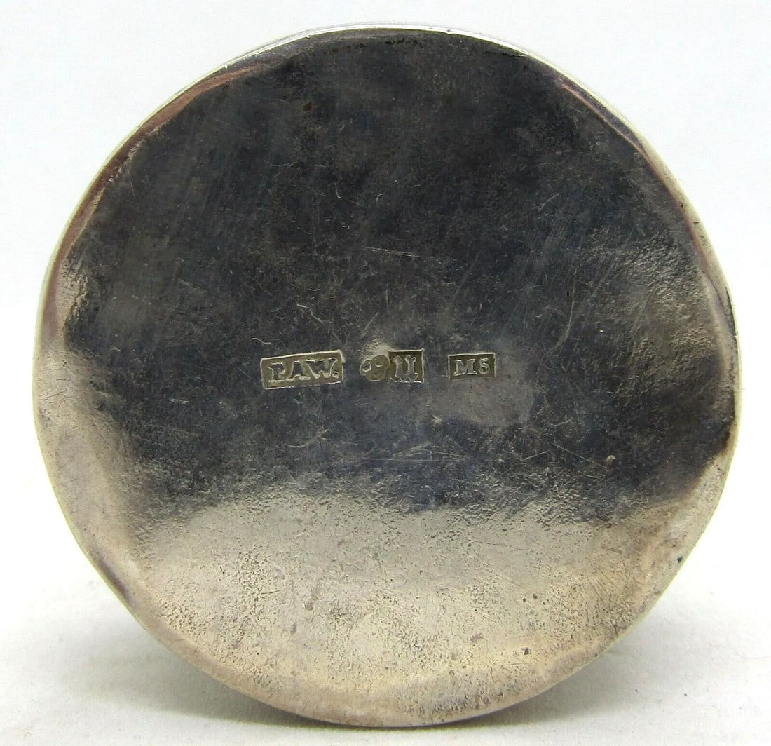 Mid 19th Century Antique Engraved Sterling Silver Round Pill Box - 4