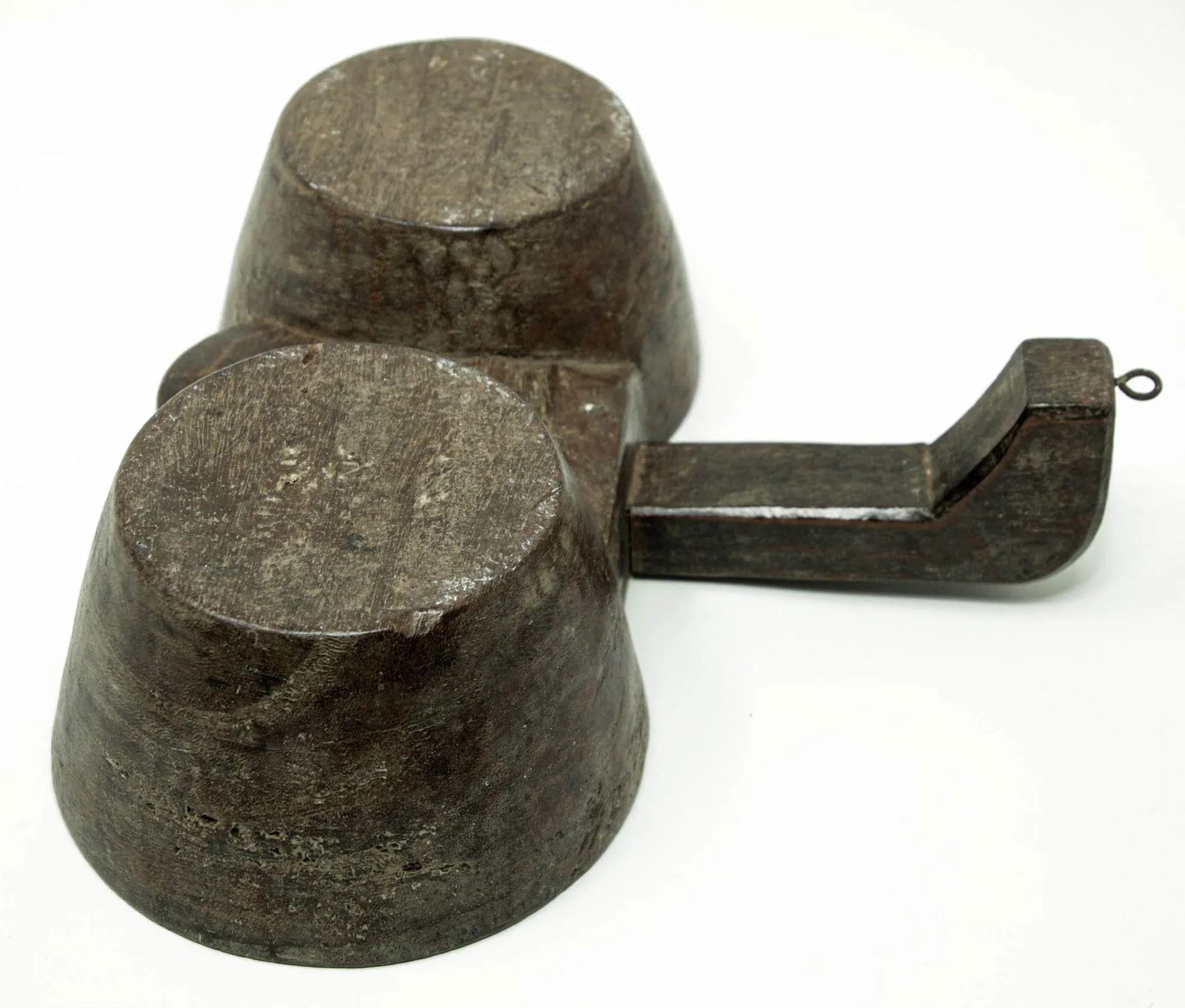 Antique Indian Teakwood Large Container With Rustic Carving and Spoon - 6