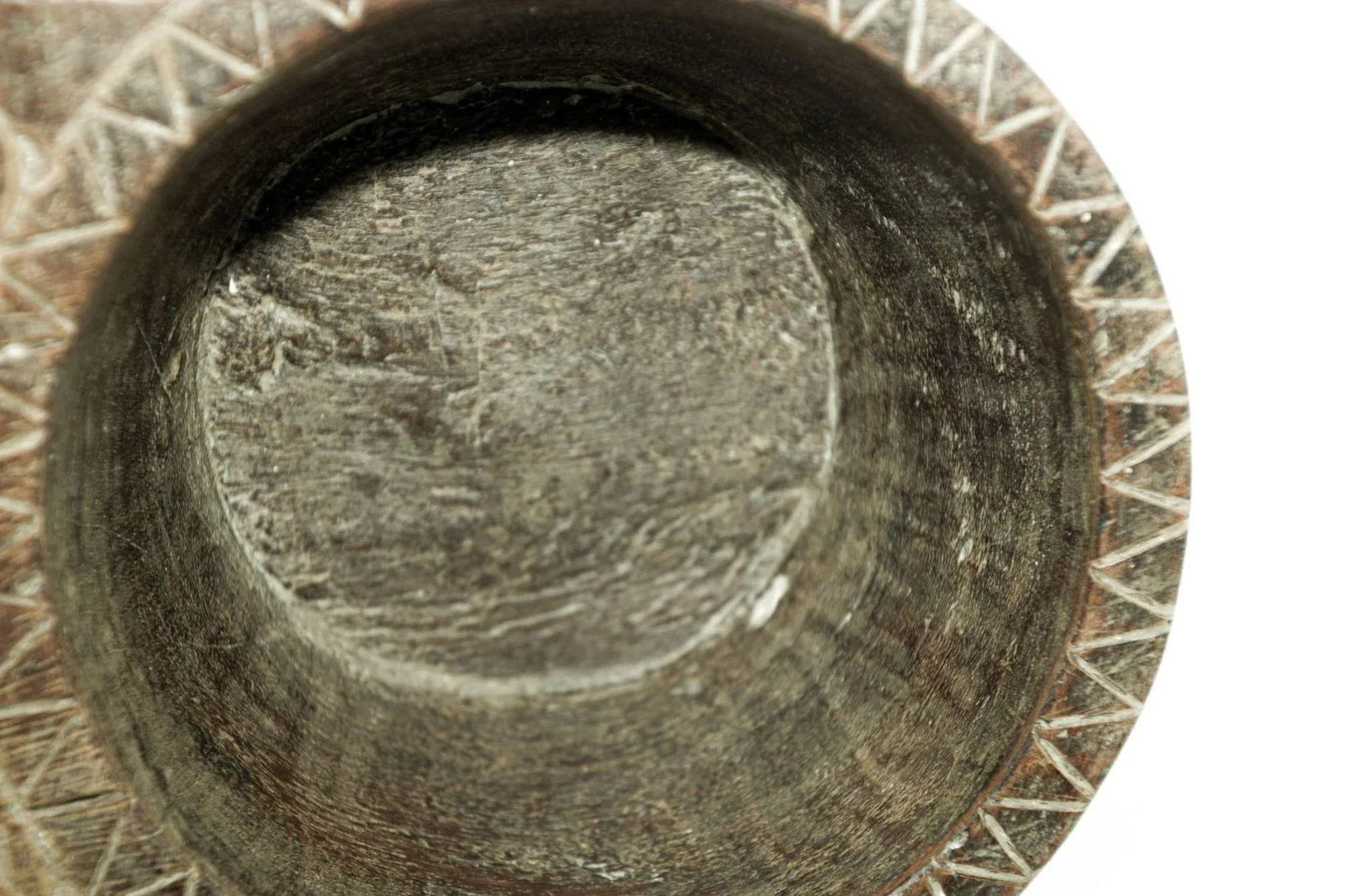 Antique Indian Teakwood Large Container With Rustic Carving and Spoon - 9